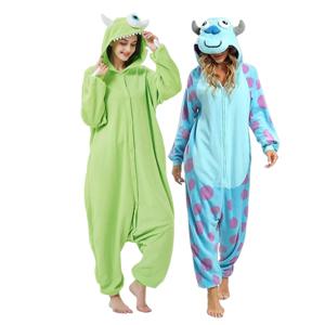 폴라 플리스 설리반 마이크 Wazowski 몬스터 Kigurumi 성인 만화 Onesie 파자마 의상 할로윈 카니발 코스프레 파티