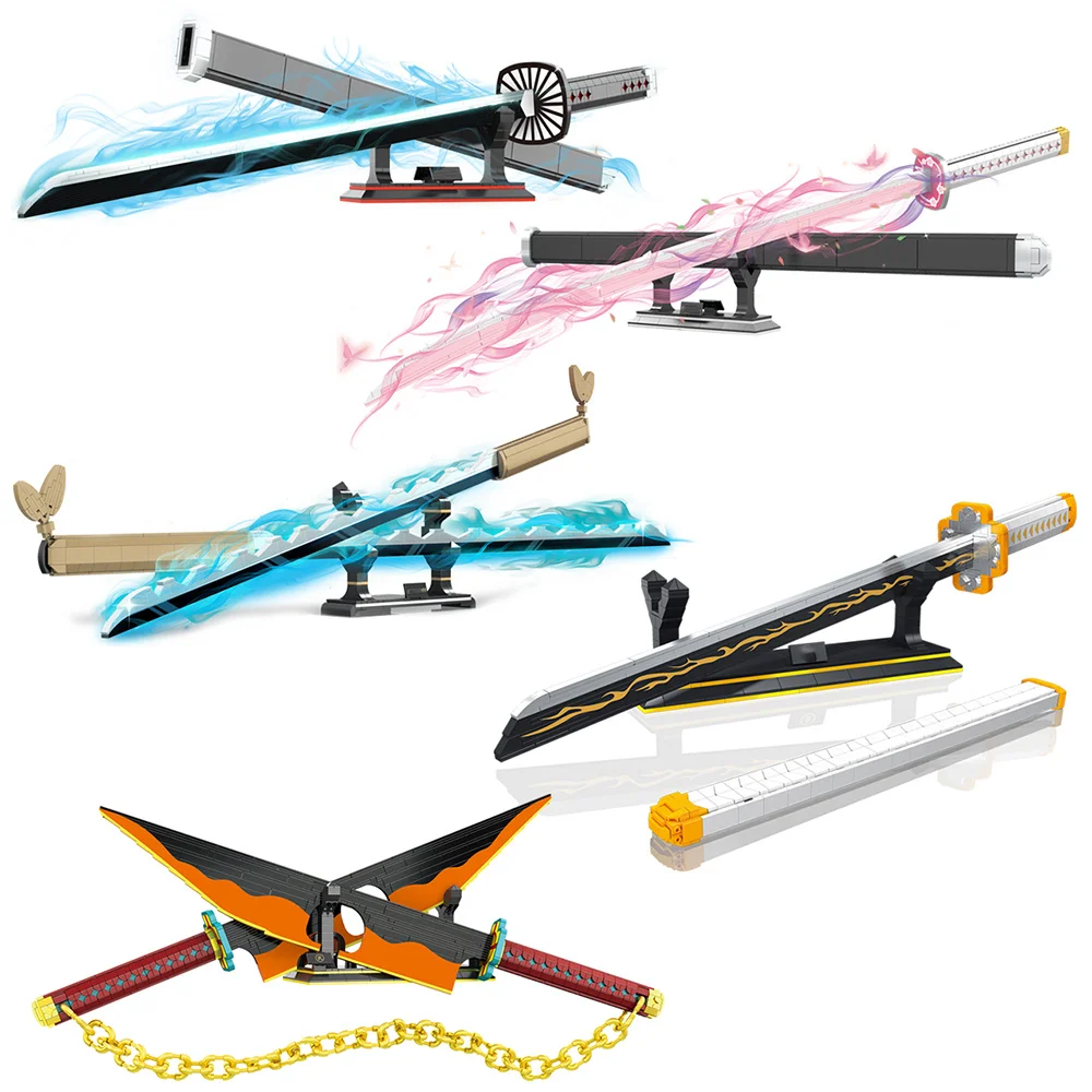 1478pcs 악마 슬레이어 사무라이 검 빌딩 블록 세트 애니메이션 액션 피규어 무기 모델 홈 장식 어린이 조립 장난감 소년 선물