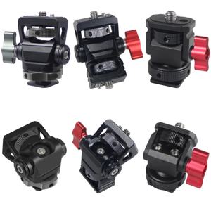 콜드 슈 마운트 어댑터가 있는 미니 모니터 마운트 홀더 삼각대 헤드 플래시 마이크 채우기 빛에 맞게 조절 가능한 회전 및 기울기