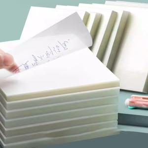 50 매 PET 투명 스티커 메모 관점 방수 투명 형광 메모 패드 편지지 학교 사무용품