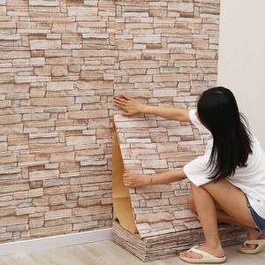 70cmx1/2/3/5/10m 3D 종이 벽 접착제 거실 PVC 자체 접착 패널 홈 장식 배경 화면 방수 벽 스티커