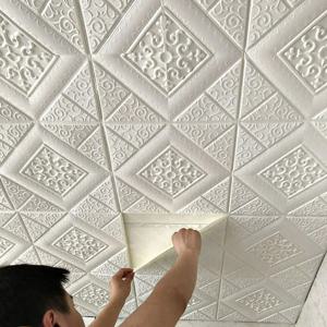 5-20Pcs 35*35cm 천장 벽지 3D 벽돌 방수 벽 스티커 거품 벽 종이 자기 접착 홈 장식