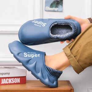 남녀공용 따뜻한 EVA 소프트 솔, 방수 슬라이드 슬리퍼, 슬립온 스커프 나막신, 짧은 봉제 플랫폼, 하우스 신발, 실내, 겨울