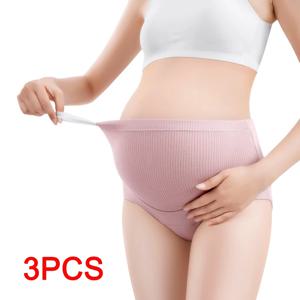 3 개/대 여성을위한 높은 허리 친밀한 옷 조정 가능한 허리띠 임신 팬티 코튼 산모 팬티 여성 속옷