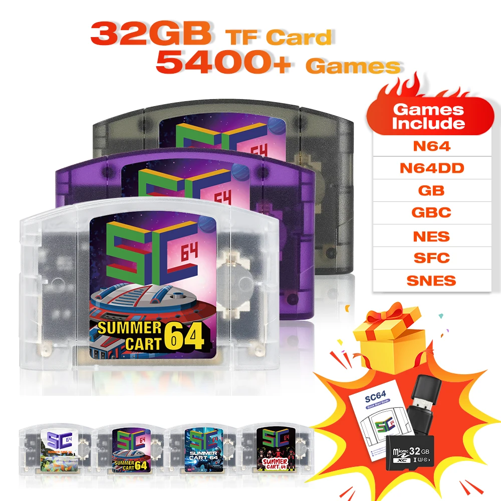 SummerCart64 오픈 소스 N64 게임 카드, 시뮬레이터 기능 호환성 5400개 이상의 게임이 포함된 Nintendo 64 게임 콘솔용