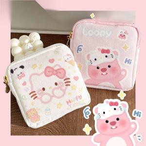 Kawaii 만화 헬로 키티 소녀 탐폰 위생 냅킨 보관 가방 컴팩트 귀여운 미니 화장품 동전 지갑 가방 여성 선물