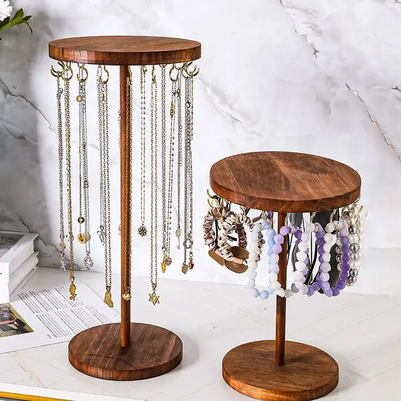 단단한 나무 보석 주최자 디스플레이 홀더 목걸이 귀걸이 팔찌 디스플레이 스탠드 데스크탑 보석 스토리지 랙