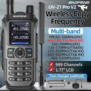 Baofeng UV-21 PRO 무선 복사 주파수 워키 토키 멀티 밴드 AM FM 999 채널 장거리 Type-C 충전기 Ham Radio UV-5R