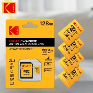 Kodak 100% 오리지널 마이크로 SD 카드 128GB 클래스 10 메모리 카드 64GB 플래시 카드 32GB V30 U3 운전 레코더 용 플래시 메모리 카드
