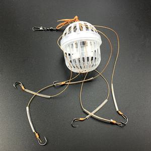 1PCS 낚시 후크 폭발 미끼 케이지 바다 상자 후크 괴물 6 개의 강력한 탄소강 플라스틱 잉어 구형 도구 태클