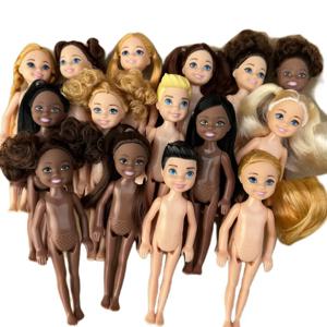 13cm 미니 켈리 5 인치 작은 소년 어두운 일반 피부 벌거 벗은 몸 흑인 남성 인형 다시 태어난 Bjd 1/12 소녀를위한 장난감 금발 검은 머리