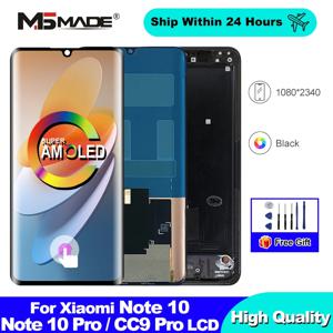 Xiaomi Note 10 디스플레이 용 AMOLED MI Note10 Pro CC9 Pro LCD 교체 부품 MI Note 10 Lite 스크린 용 LCD 터치 스크린