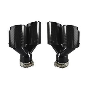 자동차 광택 머플러 팁 Y 모양 이중 출구 배기 파이프 머플러, 깍지 장식, 범용 스테인레스 블랙