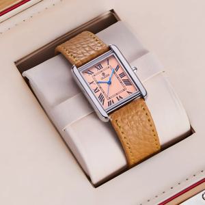 OGEDA 방수 커플 시계, 쿼츠 스테인레스 스틸 가죽 스트랩, 스퀘어 다이얼, 남녀 연인 시계, 캐주얼 패션