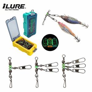 새로운 빛나는 오징어 지그 루어 회전 낚시 베어링 롤링 회전 인터록 스냅 액세서리가있는 솔리드 링 낚시 커넥터