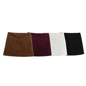 Willshela 여성 패션 단색 사이드 지퍼 A 라인 미니 스커트, 빈티지 하이웨이스트 여성 시크 레이디 스커트