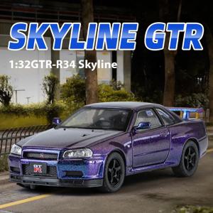 1:32 닛산 GTR R34 스카이라인 슈퍼카, 합금 금속 다이캐스트 자동차 모델, 사운드 및 라이트 컬렉션, 취미 모델, 트렌디 장식 선물
