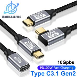PD 고속 충전 케이블, 5A 타입 USB C 3.1, 2 세대 수-암 익스텐션 코드, 90 도 각도, 10Gbps USB C 익스텐더 데이터 케이블, 100W