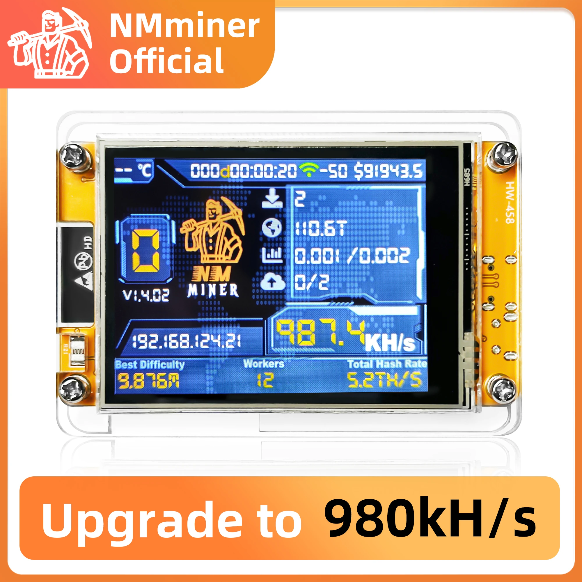 NMMiner NerdMiner V2 해시레이트 980KH/s Lucky Miner ESP32 2.8인치 스마트 디스플레이 암호화 솔로 복권 비트코인 ​​ESP32-2432S028R DROOM