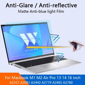 Macbook Air Pro 13 인치 M1 M2 용 안티 블루 라이트 화면 보호기 2020 2022 14 15 16 11 반사 방지 눈 보호 매트 필름 눈부심 방지 방수