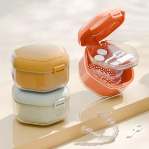 1Pcs 치열 교정기 교정기 보관 담금 상자 보이지 않는 치아 틀니 청소 치아 보관 용기 봉인 된 케이스