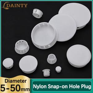 흰색 라운드 나일론 스냅 온 구멍 플러그 커버 벽 케이블 데스크 커버 라운드 가구 구멍 블랭킹 엔드 씰 스토퍼 캡 5-50mm