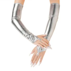 여자 래커 가죽 후크 손가락 긴 장갑 코스프레 나이트 클럽 폴 댄스 무대 공연 섹시한 핑거리스 장갑 액세서리