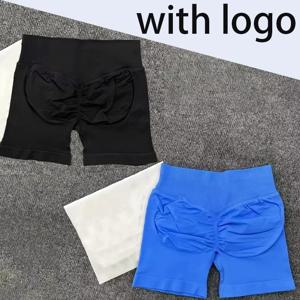 D-로고 임팩트 반바지 Seamless Scrunch Bum 운동 체육관 반바지 낮은 골지 허리 밴드 요가 짧은 부티 Hight 스트레치 러닝 반바지