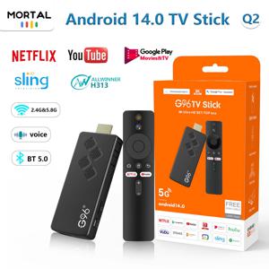안드로이드 14 5V/2A TV 스틱 Mortal Q2 음성 리모컨 8K 4K 비디오 BT5.0 Wifi6 Netflix YouTube 빠른 스트리밍 VS Fire TV 스틱