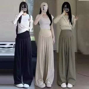 2025 편안한 임신 한 여성을위한 플러스 사이즈 출산 옷 줄무늬 바지 레저 의류 임신 여성의 느슨한 바지