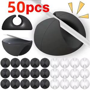 5/50Pcs 케이블 클립 와인 더 주최자 라운드 충전기 코드 클립 데스크 깔끔한 관리 와이어 접착 홀더 클램프 홈 오피스 자동차