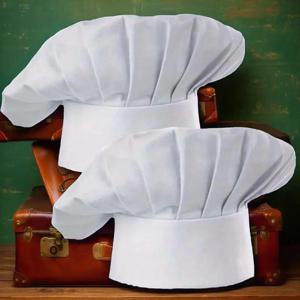 2pcs 성인 요리사 모자 팩 케이터링 학교 대학 레스토랑에 적합한 주방 요리를위한 조정 가능한 탄성 베이커 모자