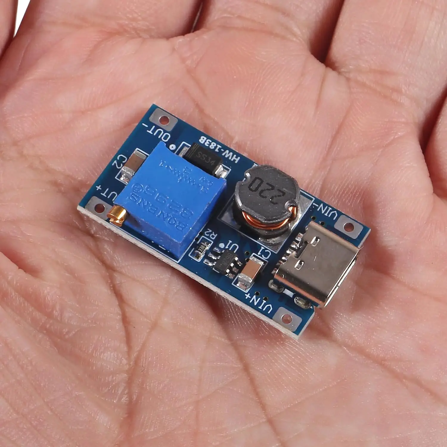 10pcs MT3608 조정 가능한 스텝 업 DC-DC 부스트 컨버터 모듈 2V-24V ~ 5V-28V 2A 마이크로 USB Type-C 플러그 전압 조정기