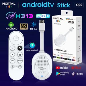 공장 직접 안드로이드 14 Allwinner H313 TV 스틱 Mortal Q2S 동글 지원 유튜브 구글 Wifi6 BT5.0 8K 음성 리모컨 TV BOX
