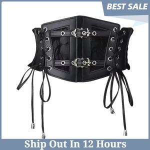 숙녀 복고풍 코르셋 벨트 고딕 펑크 타이 로프 탄성 레이스 드레스 코르셋 벨트 솔리드 컬러 패션 와이드 허리띠