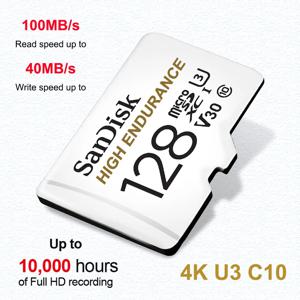 샌디스크 맥스 엔듀런스 마이크로 SD 카드 32GB 64GB 128GB 256GB 고속 읽기 및 쓰기 비디오 감시 U3 V30 4K 드론용