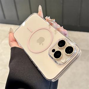 iPhone 16 15 14 13 12 11 Pro XR XS Max 7 8 Plus 충격 방지 케이스 뒷면 커버 용 Magsafe 케이스 용 고급 자기 무선 충전