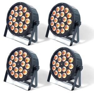 4Pcs 18X18W RGBWA + UV 원격 제어 LED 파 라이트/디스코 라이트 플랫 파 라이트 가족 생일 파티 극장 웨딩 KTV 바