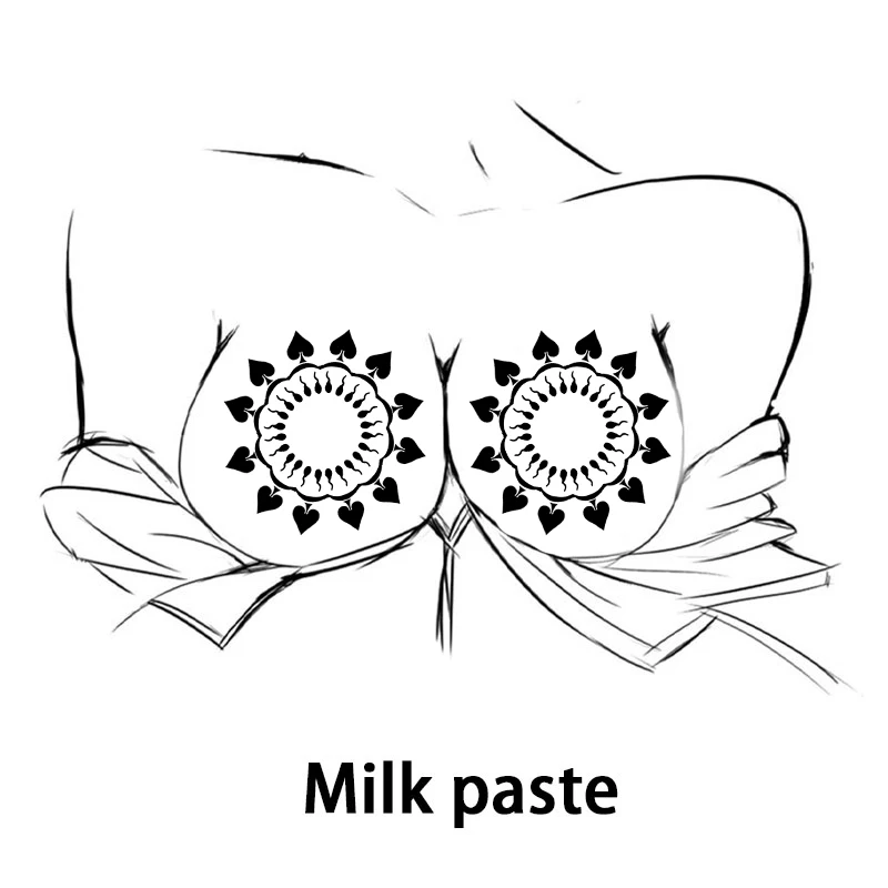 스페이드 꽃 패턴 가슴 젖꼭지 스티커 섹시한 패턴 임시 스티커 방수 및 땀 방지 컬러 문신 스티커