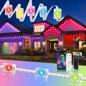 60M 스마트 RGB 처마 조명 앱 & 리모컨 IP67 방수 야외 LED 스트링 조명 가정용 새해 크리스마스 생일 DIY 조명