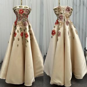 맞춤형 절묘한 Pastrol Charmeuse 아플리케 구슬 장식품 라인 스트랩리스 롱 드레스 맞춤형 행사 드레스