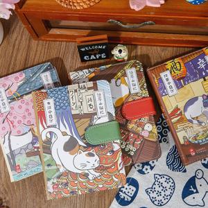 귀여운 고양이 PU 자석 노트 A6 일본 예술 스타일 다이어리 플래너 - 학교 사무실용 귀여운 만화 동물 문구 선물