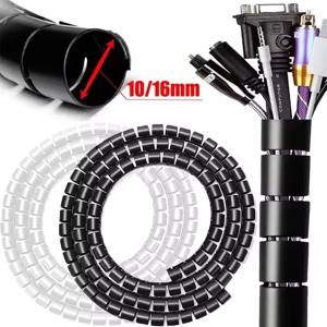 2M 긴 케이블 관리 컴퓨터 와이어 코드 슬리브 주최자 TV 사무실을위한 나선형 케이블 지퍼 커버 안티 바이트 보호