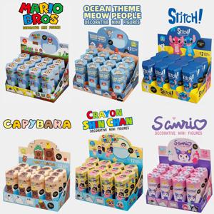 12개 세트 랜덤박스 히퍼스 엔젤 스티치 베이비 해피 스티커 자동차 데스크탑 장식 미니 피규어 미스터리 박스 도매