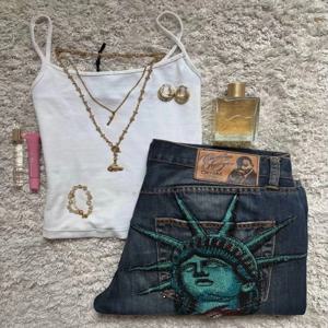 빈티지 리버티 반짝 이는 라인 석 청바지 캐주얼 데님 바지 로우 허리 스트레이트 와이드 레그 청바지 하라주쿠 Y2k 2000s 여성 의류