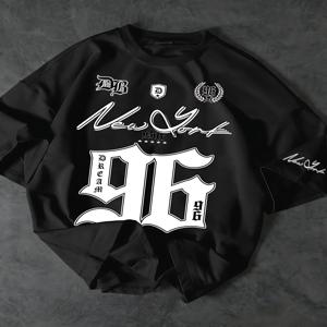 2025 신상 트렌디 96 디지털 프린트 저지 통기성 라운드넥 티셔츠 아웃도어 속건 레저 스포츠 탑