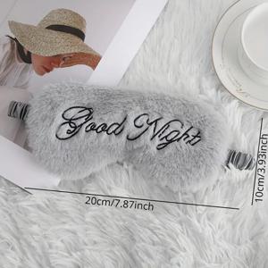 1Pc 귀여운 플러시 수 놓은 편지 슬리핑 아이 마스크, 간단한 블랙 아웃 소프트 컴포트 눈가리개, 여행, 항공 R에 적합