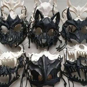 파티 해골 마스크 긴 이빨 악마 해골 반쪽 얼굴 마스크 늑대 용 호랑이 호주누 마스크 코스프레 할로윈 의상 소품