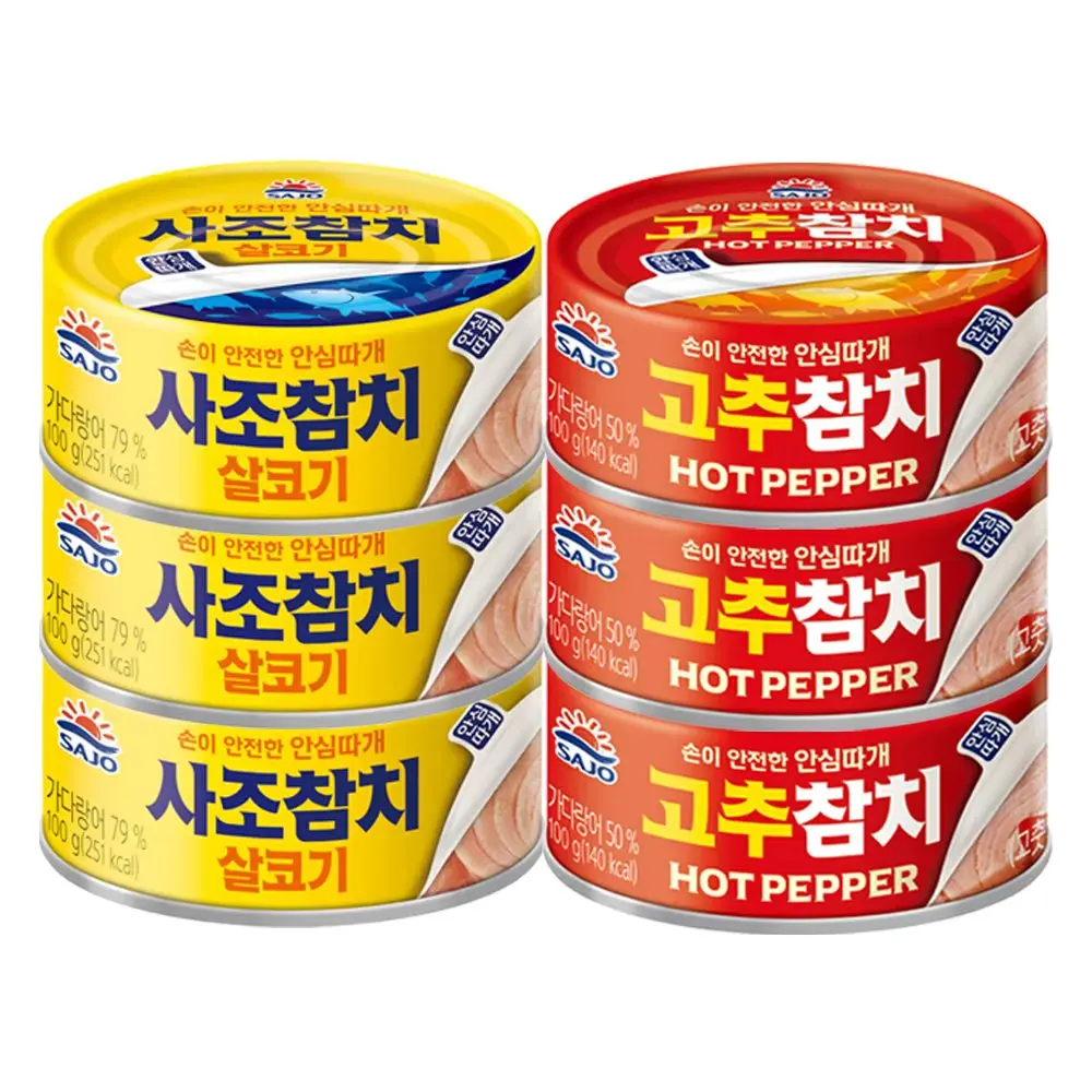 [사조공식샵] 살코기참치100g*3캔+고추참치100g*3캔