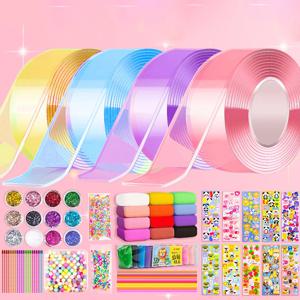 다용도 나노 테이프 1세트, 빨대 비즈 포함, DIY 공예 어린이 핀치 장난감, 버블 나노 테이프 공예 장난감 만들기용